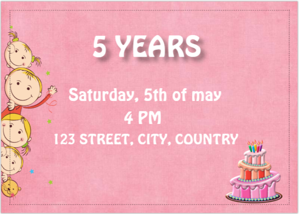 Invitation card - Girl -I3 - Image 2